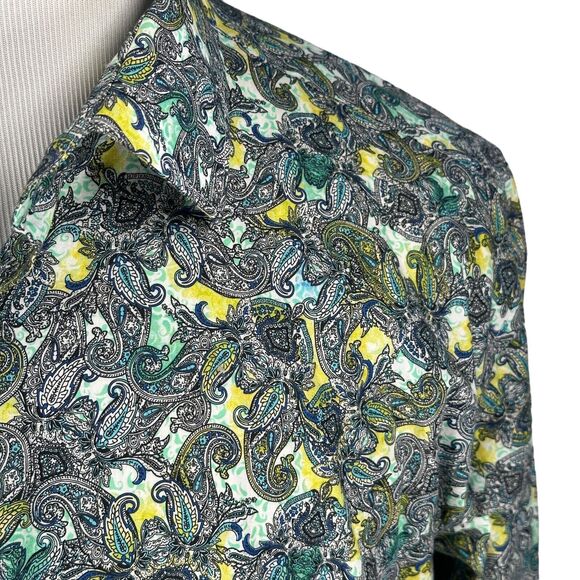 Jared Lang Paisley Shirt Mens 3XL XXXL Multicolor Cotton Button Up Long Sleeve - Picture 3 of 10